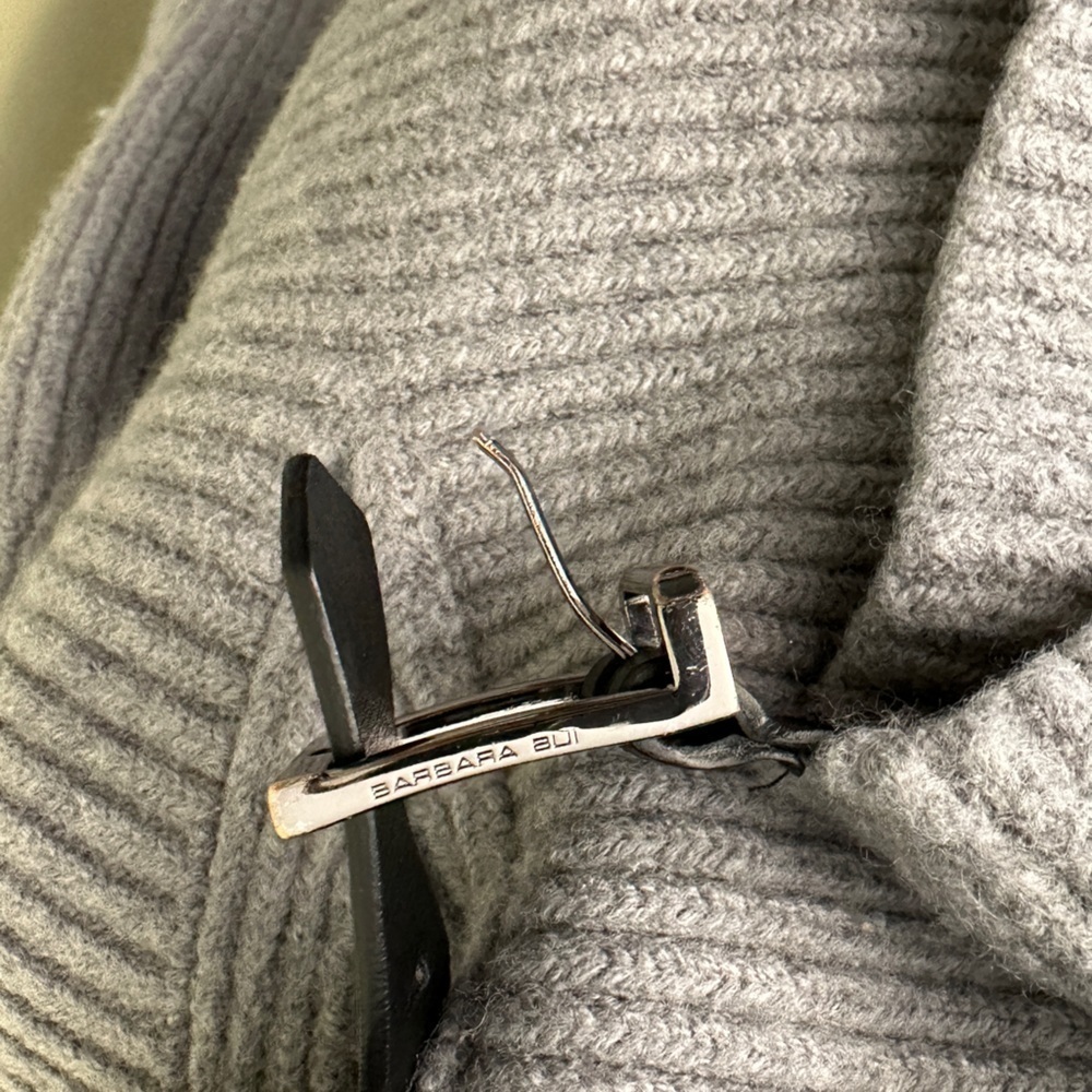 👚Barbara Bui Tricot Zippers Knit Cardigan/sweater Belts Grey 100% Wool si… - Picture 16 of 16